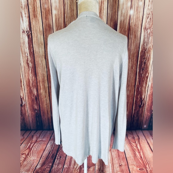 Women’s 1X Sweater Cardigan Tribekka 44 Beige Lightweight Knit Open Front Soft - Picture 5 of 11